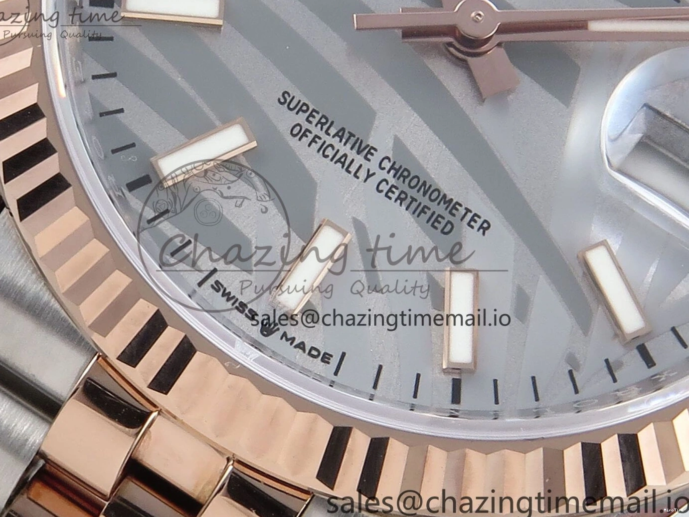 MiroTime 0408 DateJust 36 126231 EWEF Best Edition Silver Leaf Dial Stick Marker on SS RG Jubilee Bracelet A TopPick 596